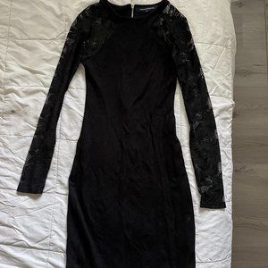 French Connection Black, Body-con Dress, Size 4